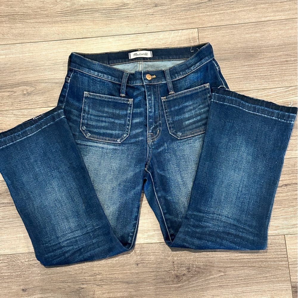 Madewell Cali Demi Boot Patch Pocket Jeans in Dermott Wash Size 28 - Picture 4 of 11